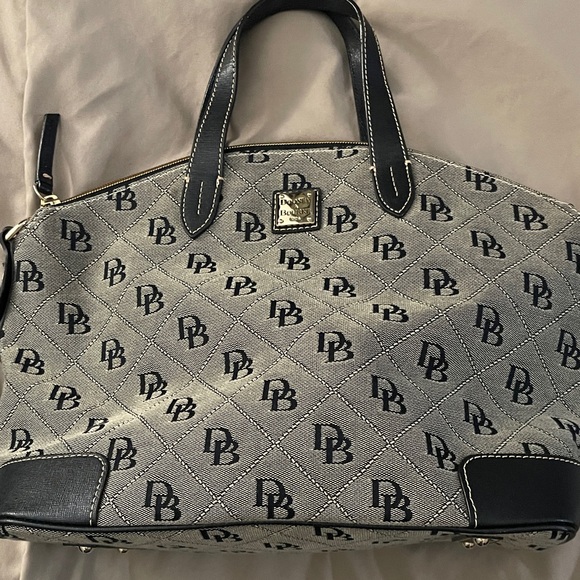 Dooney & Bourke Black and White Monogram Satchel - Picture 1 of 5